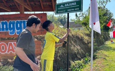 Mahasiswa KSM-T Unisma Malang Bikin Plang Nama Jalan di Desa Wonoayu