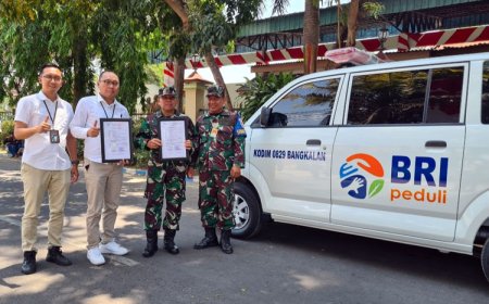 BRI Serahkan Bantuan Unit Mobil Ambulans ke Kodim 0829/Bangkalan