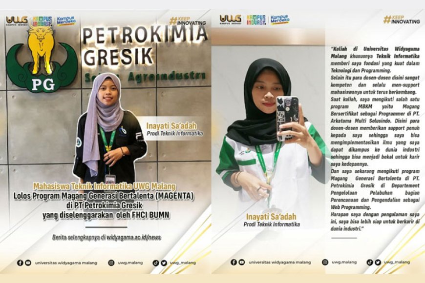 Inayati Sa'adah Mahasiswa UWG Malang Lolos Program Magenta PT Petrokimia Gresik