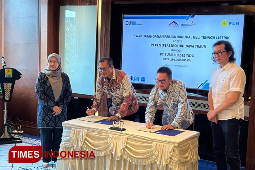 PLN Jatim–PT BSI Tanda Tangani Perjanjian Jual Beli Tenaga Listrik Daya 280 MVA untuk Proyek Tembaga Tujuh Bukit dan Suplai Banyuwangi Selatan