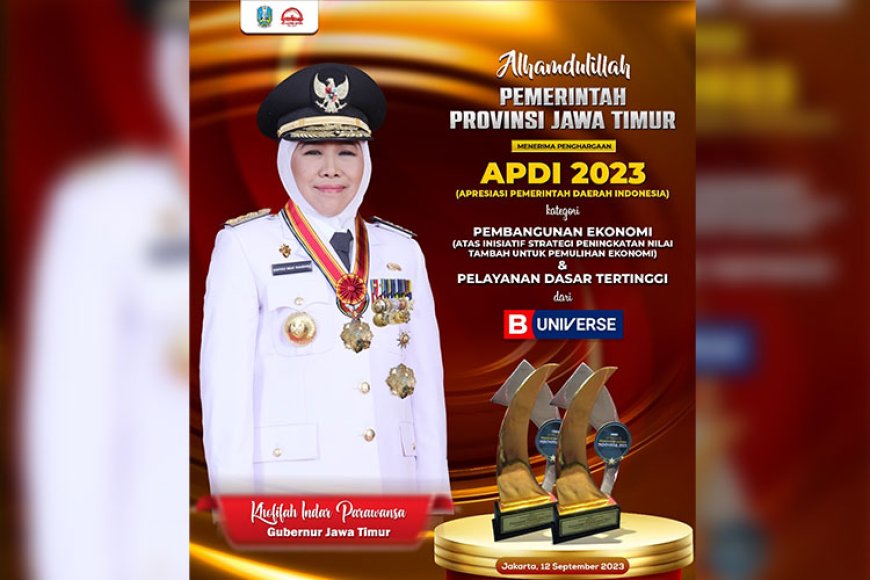 Jatim Raih Penghargaan APDI 2023 untuk Pemulihan Ekonomi dan Pelayanan Dasar