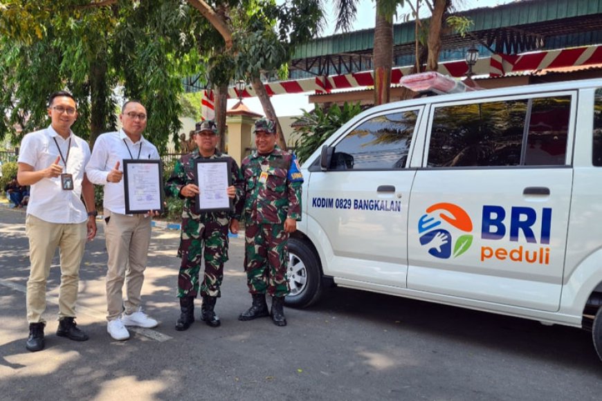 BRI Serahkan Bantuan Unit Mobil Ambulans ke Kodim 0829/Bangkalan