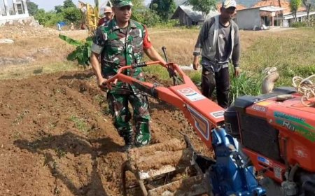 Babinsa Koramil 0826-11 Batumarmar Bantu Bajak Sawah Milik Warga Binaan