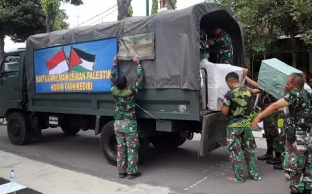 Kodim 0809 Kediri Kirim 2 Truk Bantuan Kemanusiaan untuk Palestina