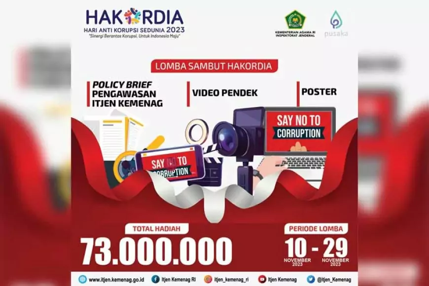 Sambut Hakordia, Itjen Kemenag Gelar Lomba Antikorupsi Berhadiah Puluhan Juta