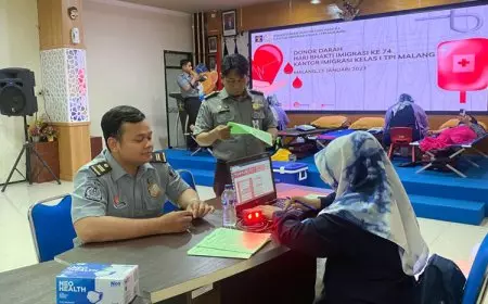 Donor Darah Kantor Imigrasi Kelas I TPI Malang Ramaikan Hari Bhakti ke-74