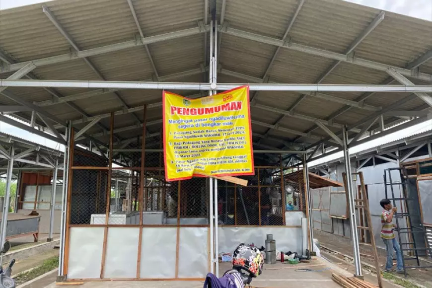 Pasar Ngadiluwih Dibongkar, Pemkab Kediri Targetkan Pedagang Tempati TPPS 17 Maret