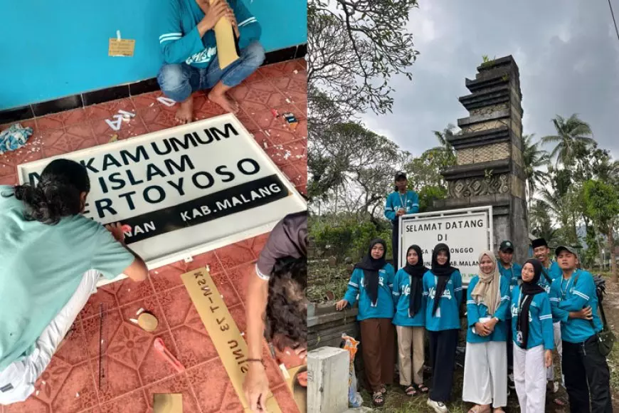 Aksi Nyata KSM&#45;T Unisma Malang Pembuatan dan Pemasangan Plang Makam