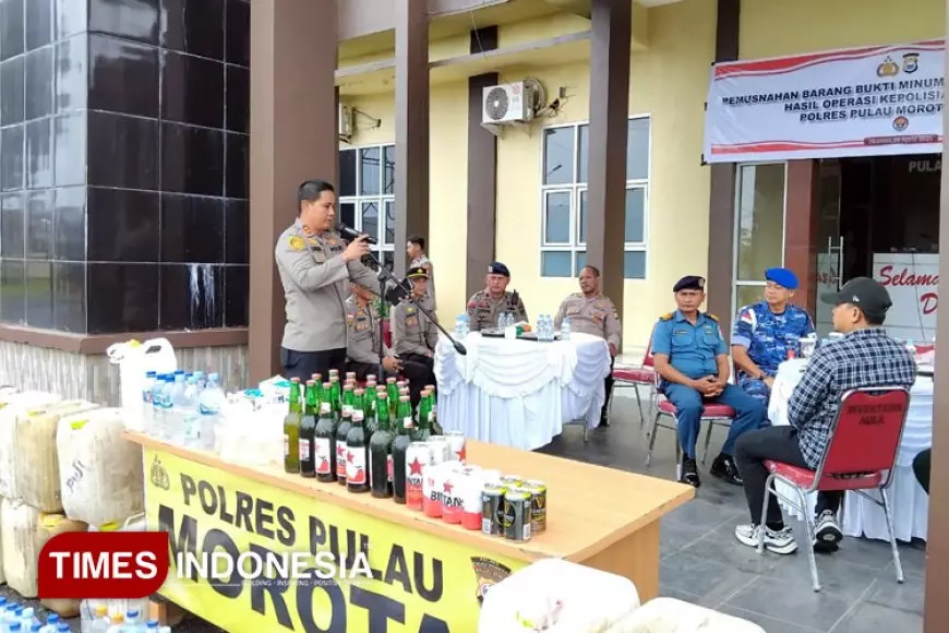Musnahkan Ratusan Liter Miras, Polres Morotai Pertegas Komitmennya Terhadap Kamtibmas
