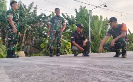 Dansatgas TMMD 124 Lamongan Tinjau Kualitas Jalan Rabat Beton