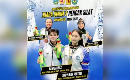 Raih 4 Medali, Atlet Pencak Silat UNIPMA Madiun Juara Umum Porprov 2025