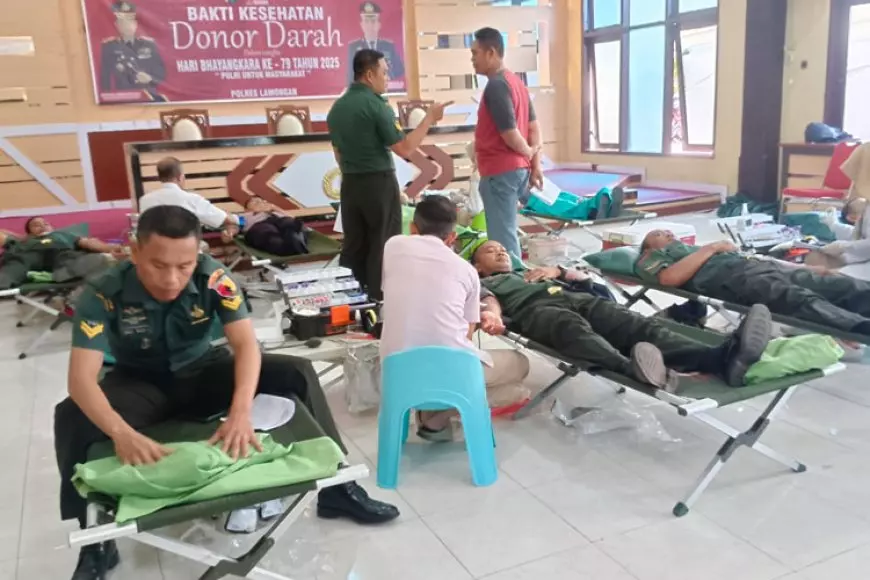 Sinergi TNI-Polri di Lamongan, Setetes Darah untuk Sejuta Harapan di Hari Bhayangkara ke-78