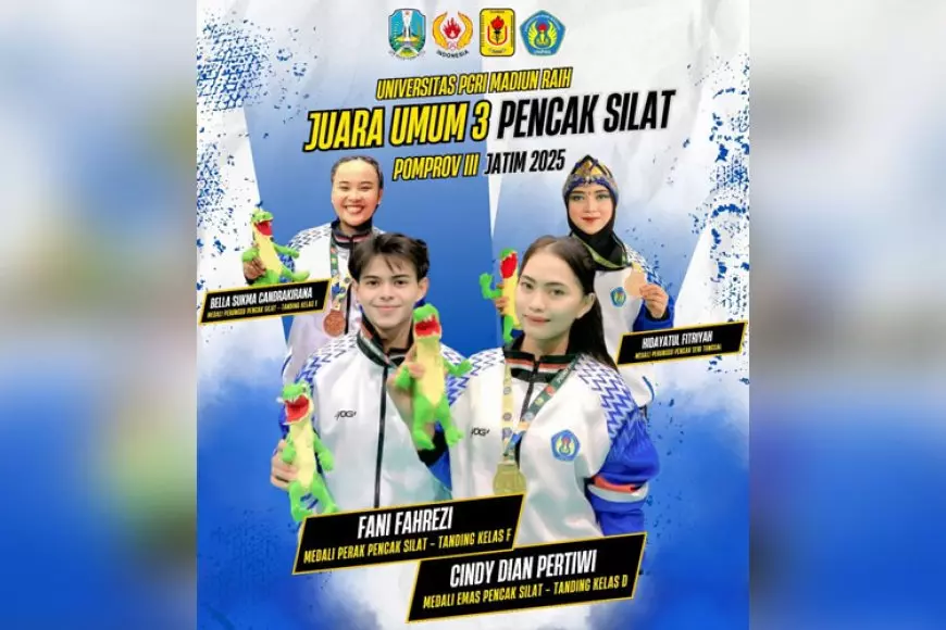Raih 4 Medali, Atlet Pencak Silat UNIPMA Madiun Juara Umum Porprov 2025