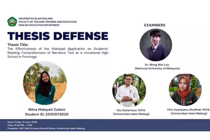 Skripsi Mahasiswa Pendidikan Bahasa Inggris Unisma Diuji oleh Dosen Universiti Kebangsaan Malaysia