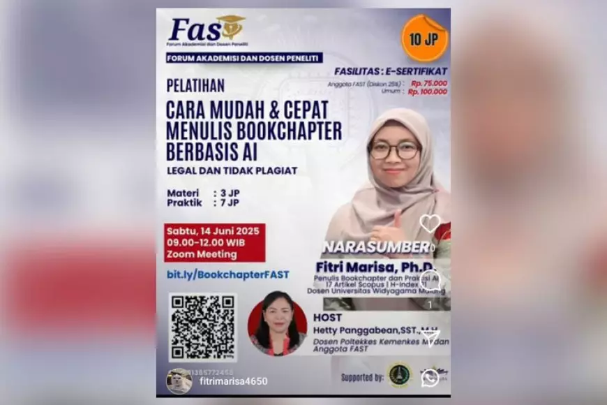 Dosen UWG Malang Jadi Narasumber Pelatihan Bookchapter Berbasis AI