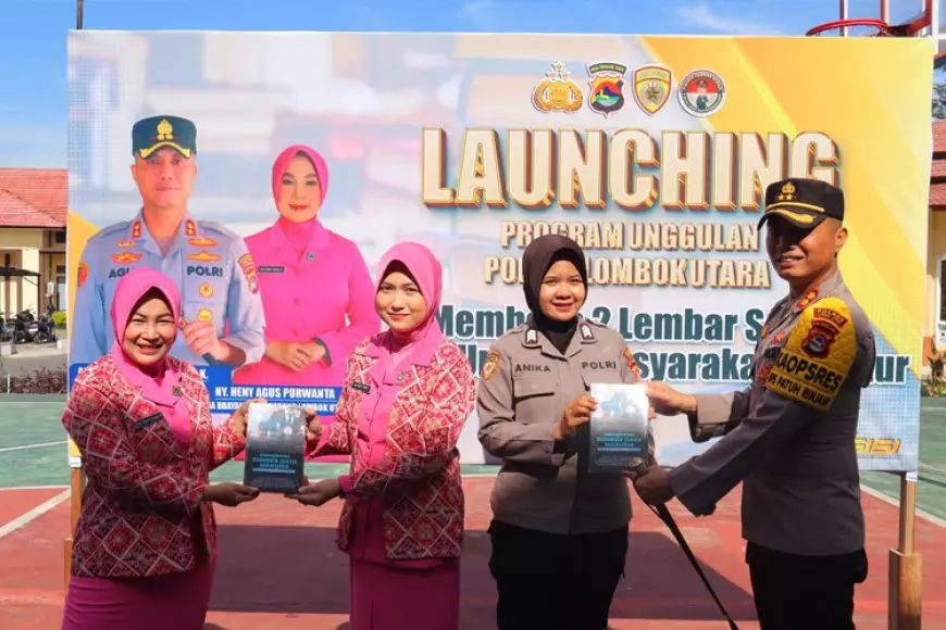 Polres Lombok Utara Tanamkan Budaya Literas : Dua Lembar Buku Sehari Jadi Gerakan Wajib