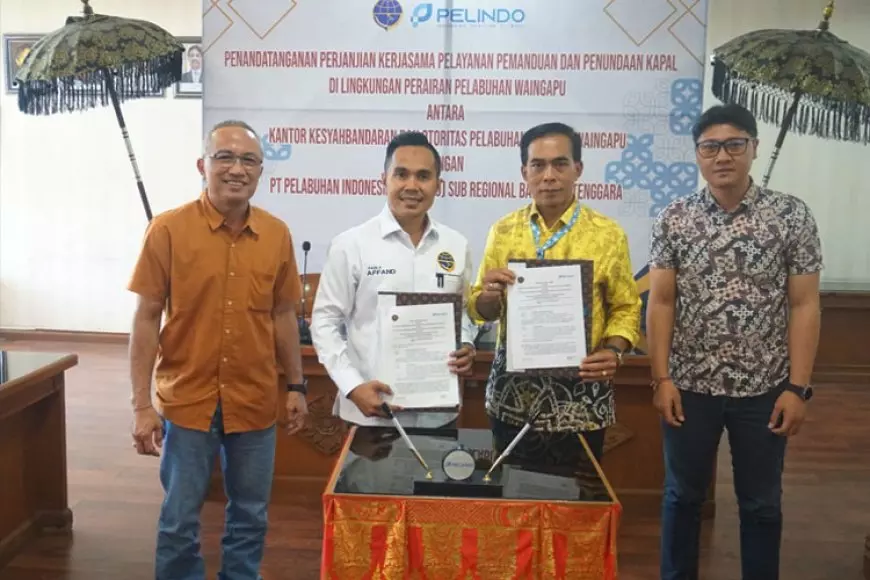 Tingkatkan Layanan, KSOP Waingapu dan PT Pelindo Balnusra Teken Kerjasama Pemanduan Kapal