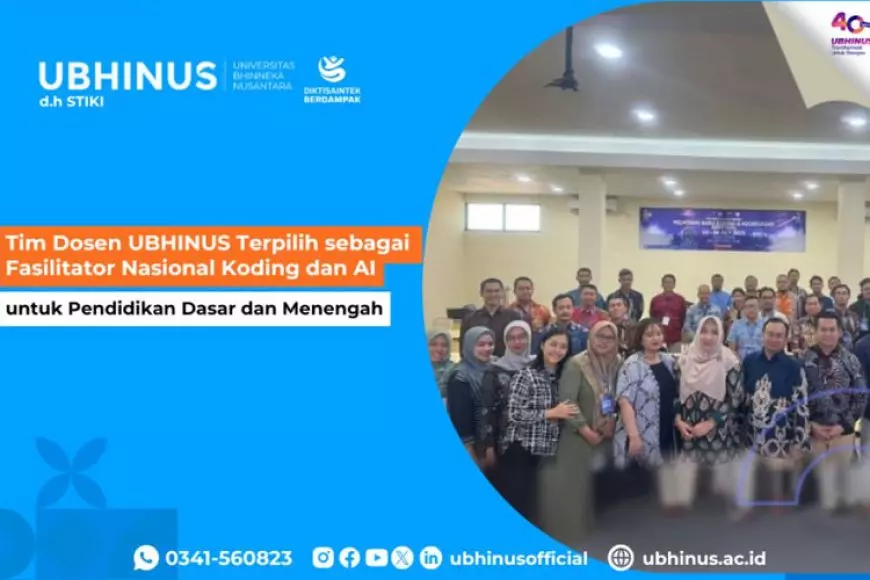 Tim Dosen UBHINUS Malang Terpilih sebagai Fasilitator Nasional Koding dan AI untuk Pendidikan Dasar dan Menengah