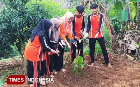 Dosen UNIPMA Abdimas Farm Education dengan Berkebun Kakao di MTs Miftahul Ulum, Batok