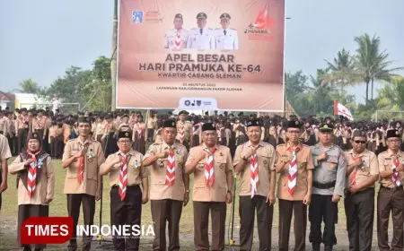 Bupati Sleman Ajak Pramuka Jadi Teladan Generasi Muda di Apel Besar Hari Pramuka ke-64