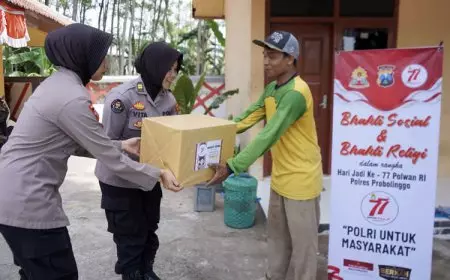 Menyapa dengan Senyum: Polwan Probolinggo Rayakan HUT ke-77 Lewat Aksi Sosial dan Religi