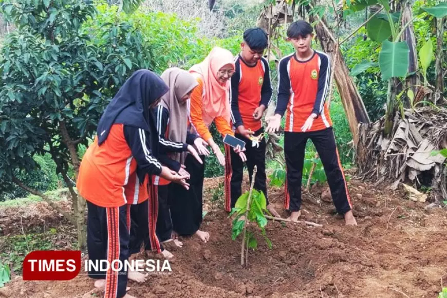 Dosen UNIPMA Abdimas Farm Education dengan Berkebun Kakao di MTs Miftahul Ulum, Batok