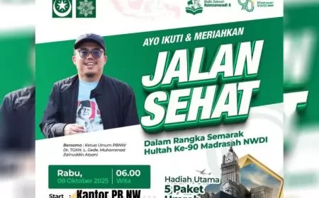 Jalan Sehat Berhadiah Paket Umrah Meriahkan HUT ke-90 Madrasah NWDI di Mataram