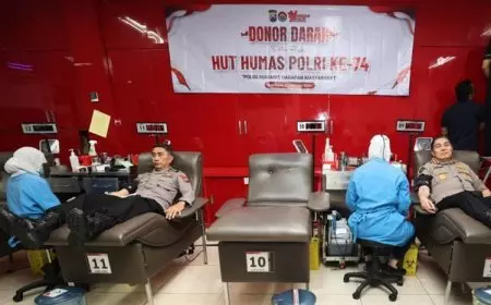 Peringati Hari Jadi Humas Polri ke -74, Polda Jatim Gelar Donor Darah