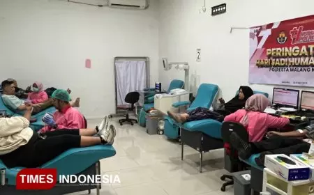 HUT Humas Polri ke-74, Polresta Malang Kota Gelar Donor Darah Bersama PMI dan Insan Media