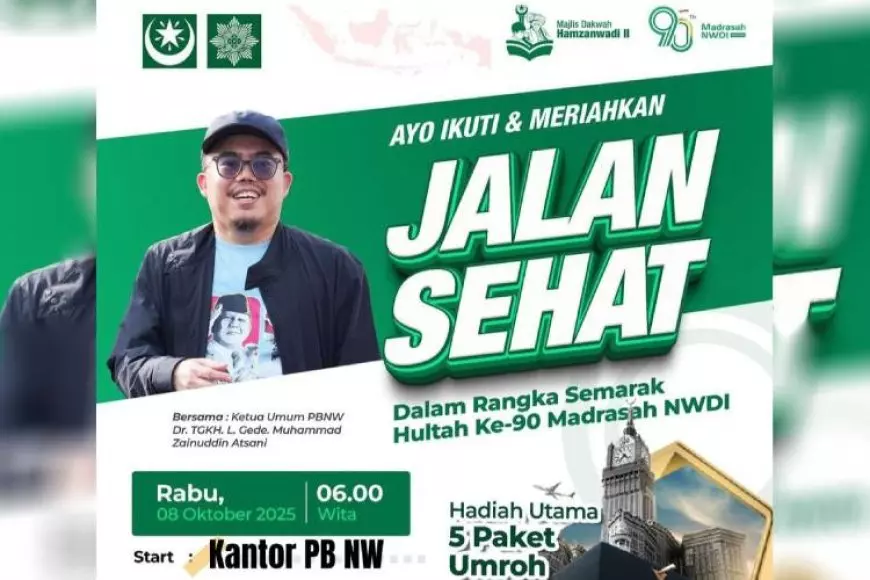 Jalan Sehat Berhadiah Paket Umrah Meriahkan HUT ke-90 Madrasah NWDI di Mataram