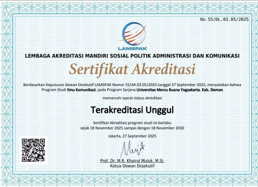 Prodi Ilmu Komunikasi UMBY Raih Akreditasi Unggul dari LAMSPAK