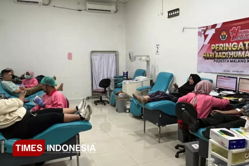 HUT Humas Polri ke-74, Polresta Malang Kota Gelar Donor Darah Bersama PMI dan Insan Media
