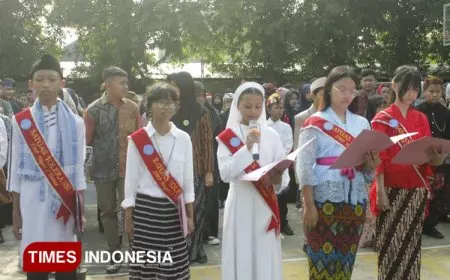 SMPN 1 Taman Gelar Apel dan Pawai Toleransi, Siswa Kompak Kenakan Baju Adat Nusantara