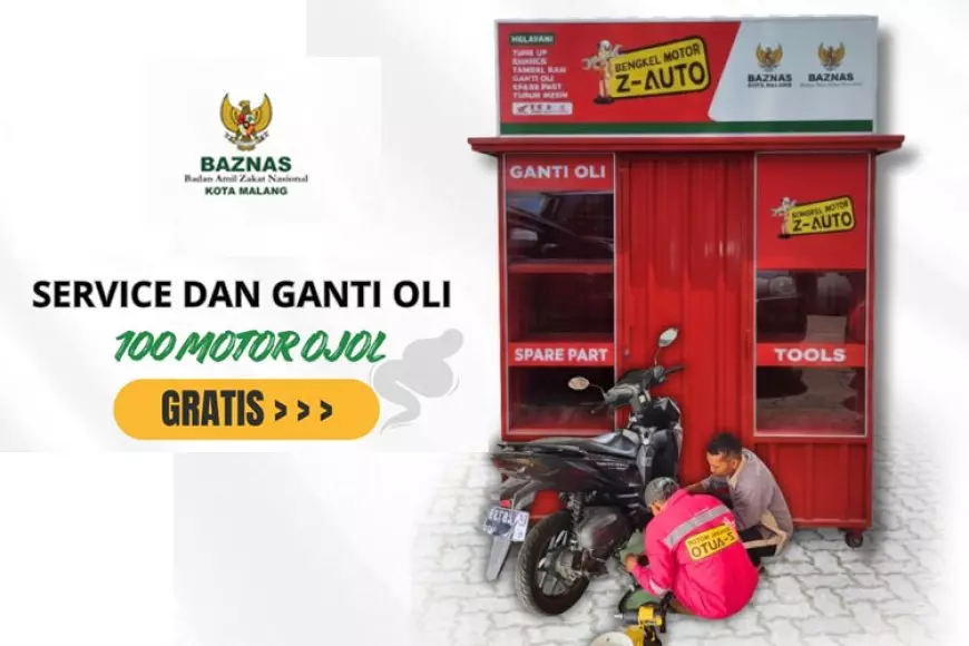 BAZNAS Kota Malang Sediakan Servis dan Ganti Oli Gratis untuk 100 Pengemudi Ojol
