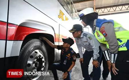 Jelang Libur Nataru, Dishub dan Polresta Banyuwangi Gencarkan Ramp Check di Sejumlah PO Bus