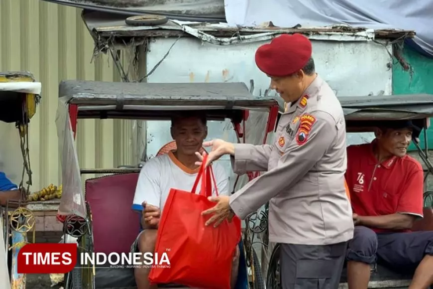 Peringati HUT ke-78 Reserse Polri, Sat Reskrim Polres Banjarnegara Berbagi Sembako Abang Becak