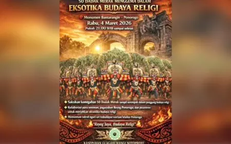 Eksotika Budaya Religi: 50 Dadak Merak Siap Guncang Monumen Bantarangin Ponorogo