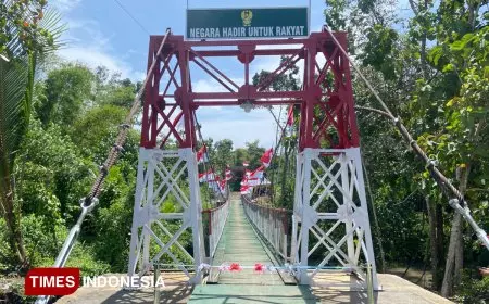 TNI Bangun Jembatan Gantung Perintis Garuda di Banyuwangi, Permudah Akses Warga Siliragung–Bangorejo