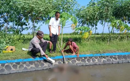 Jasad Perempuan Ditemukan Mengapung di Kanal Dam Puter Purwoharjo Banyuwangi