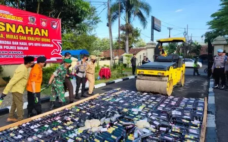 Ciptakan Ramadan Kondusif, Polres Banjar Musnahkan Ribuan Botol Miras dan Knalpot Brong