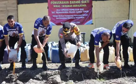 Cipta Kamtibmas, Polres Sumba Timur Musnahkan Ribuan Liter Miras Hasil Razia