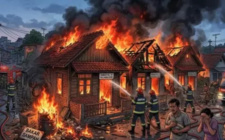 Diduga Lalai Saat Bakar Sampah, Tiga Rumah di Panawangan Ciamis Ludes Terbakar