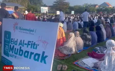 Ribuan Warga Muhammadiyah Jombang Salat Id di Pulo Lor, Khutbah Soroti Isu Lingkungan