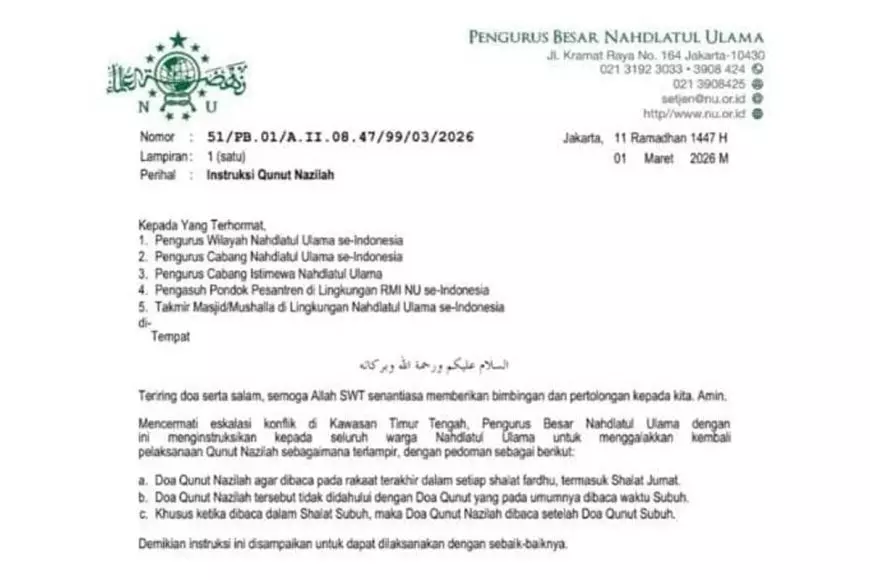 PBNU Instruksikan Qunut Nazilah di Seluruh Indonesia, Nahdliyin Diminta Baca Tiap Shalat Fardhu