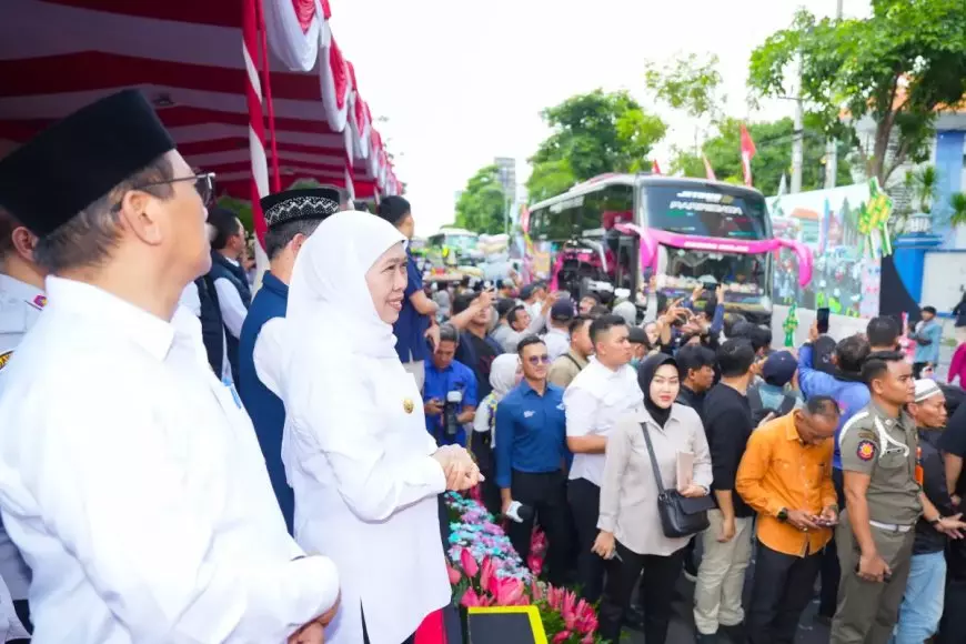 Lepas 4.000 Peserta Mudik Gratis Pemprov Jatim, Gubernur Khofifah Raih Rekor MURI